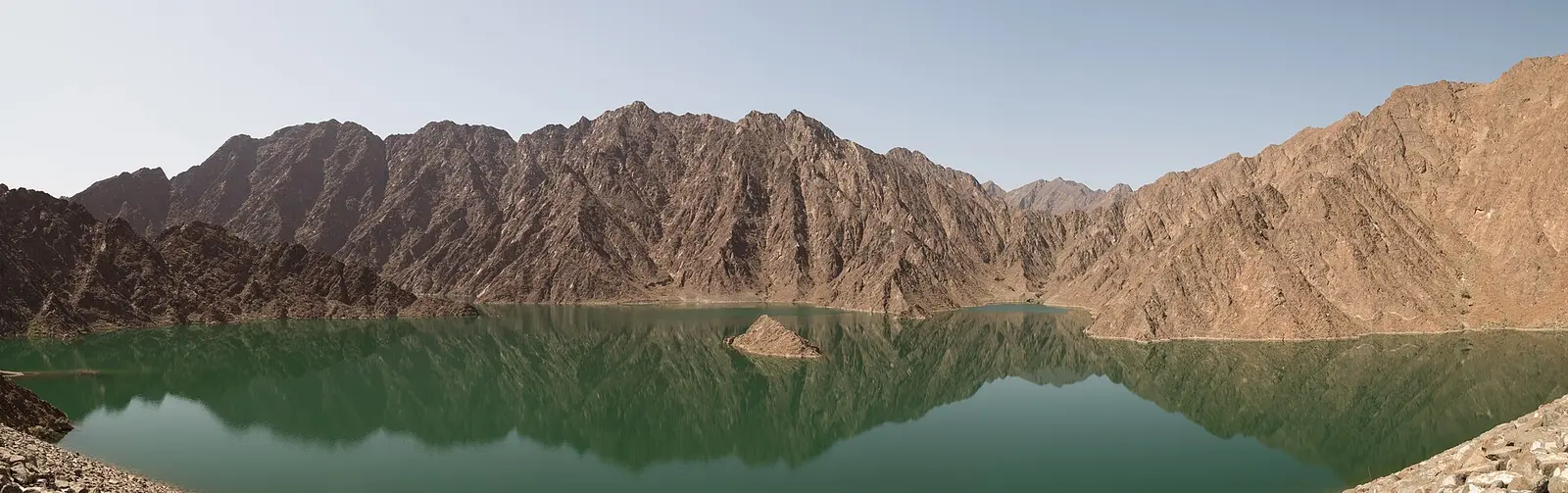 Hatta Dam reflecting the Hajar Mountains
