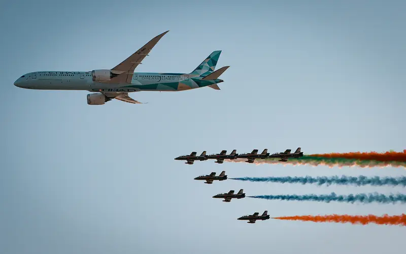 A flypast over Yas Island during Abu Dhabi Grand Prix week